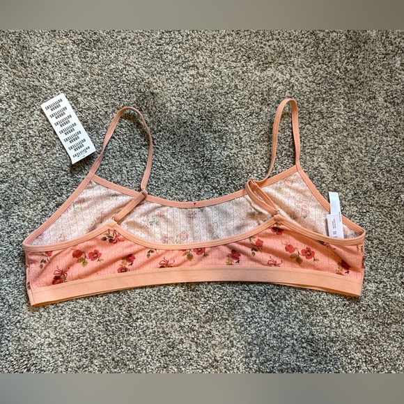 NWT UO Out From Under Kate Pointelle Scoop Neck Bra-Size XL-Peach Floral - Picture 3 of 5